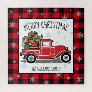 Vintager LKW mit Spielwaren-Weihnachten addieren