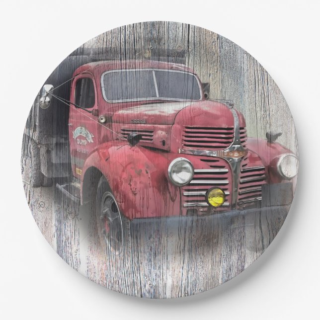 VINTAGER LKW PAPPTELLER (Vorderseite)