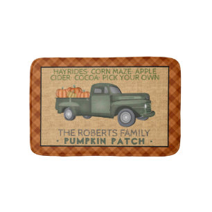 Vintager LKW-Pumpkin-Pflaster Rustikal Karierter F Badematte