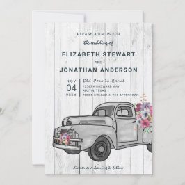 Vintager Lkw Rustic Wood Boho Hochzeitseinladung Einladung