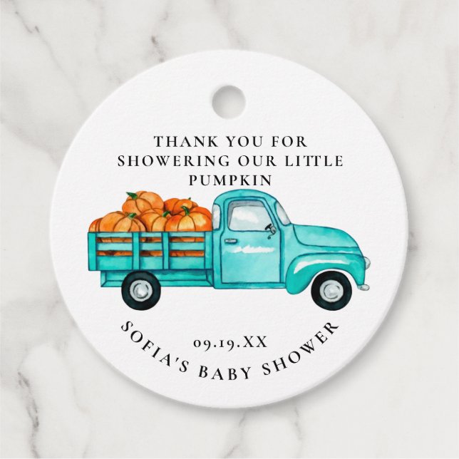 Vintager Lkw Rustikal | Baby Showmarke Geschenkanhänger (Vorderseite)