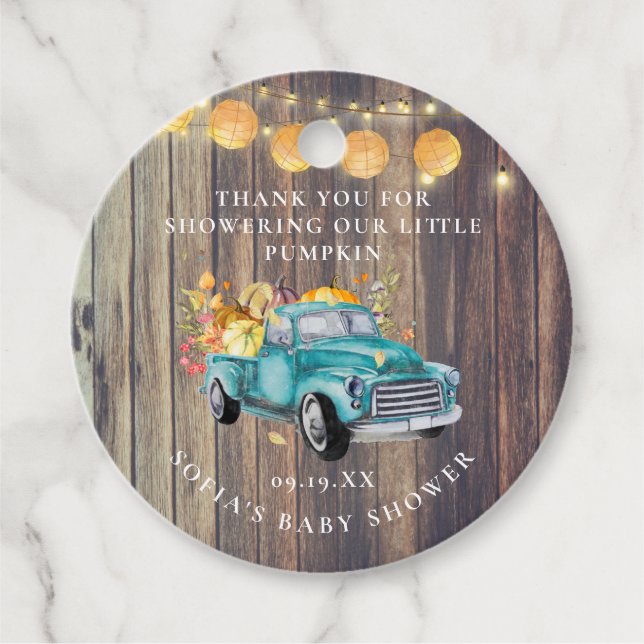 Vintager Lkw Rustikal | Baby Showmarke Geschenkanhänger (Vorderseite)