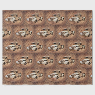 Vintager LKW Rustikales Holz Geschenkpapier