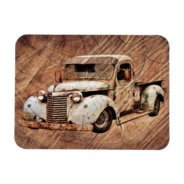 Vintager LKW Rustikales Holz Magnet (Horizontal)