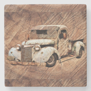 Vintager LKW Rustikales Holz Steinuntersetzer