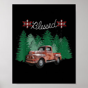 Vintager LKW, Schneeflocken Grafisches Zitat geseg Poster