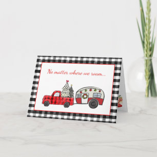 Vintager Lkw und Campingplatz - Rot und Schwarz -  Karte