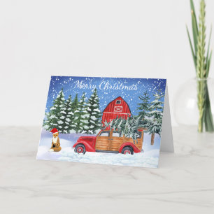 Vintager LKW und Weihnachtskarte Feiertagskarte