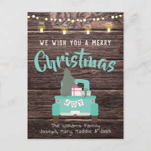 Vintager LKW Weihnachten Postkarte Rustikales Holz