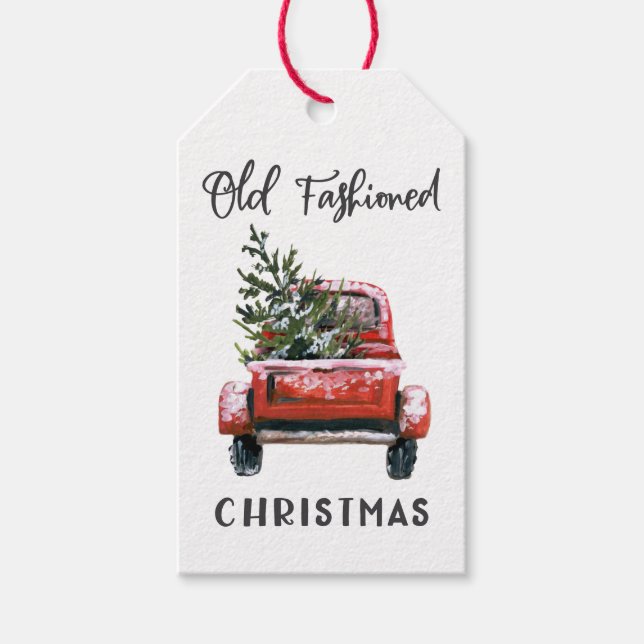 Vintager Lkw Weihnachtsbaum Geschenkanhänger (Vorderseite)