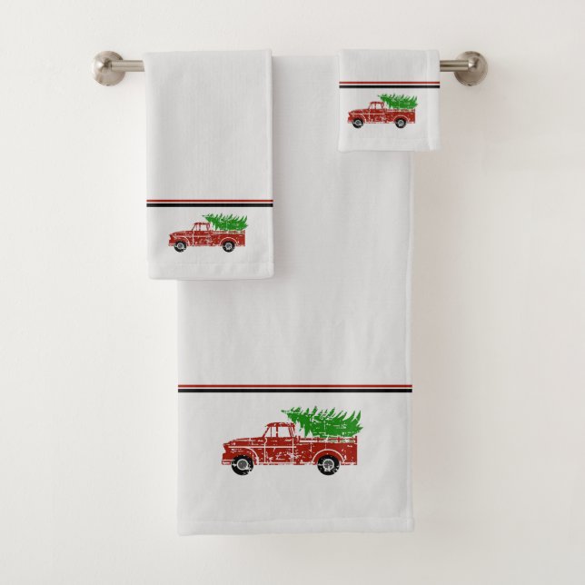 Vintager LKW Weihnachtshandtuch Set (Insitu)