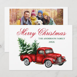 Vintager LKW Weihnachtsmann Foto zurück Feiertagskarte