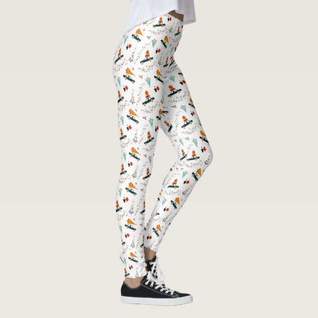 Vintager LKW Winter Grüne Pinienbäume Weihnachten Leggings (Rechts)