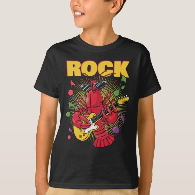 Vintager Lobsterrocker auf Gitarre T-Shirt (Vorderseite)