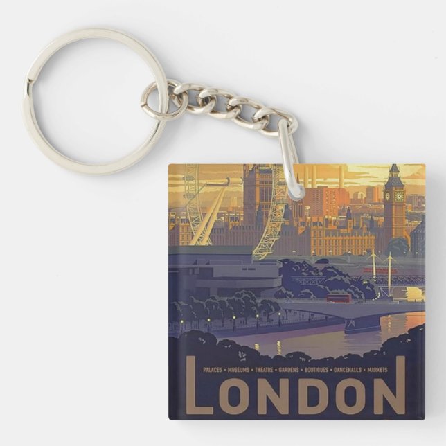 Vintager London Big Ben Parliament Thames River Schlüsselanhänger (Vorderseite)
