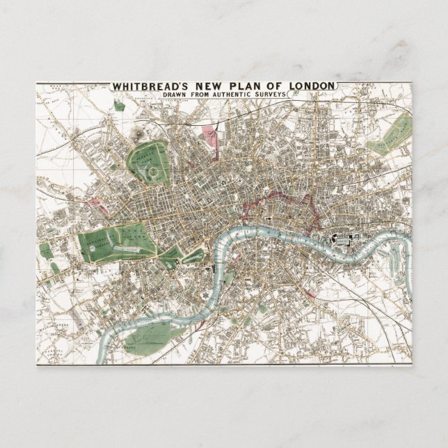 Vintager Londoner City Plan Alte Antike Postkarte (Vorderseite)