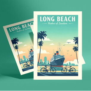 Vintager Long Beach Postkarte
