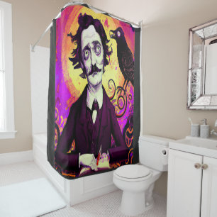 Vintager Look der digitalen Kunst Edgar Allan Poe Duschvorhang