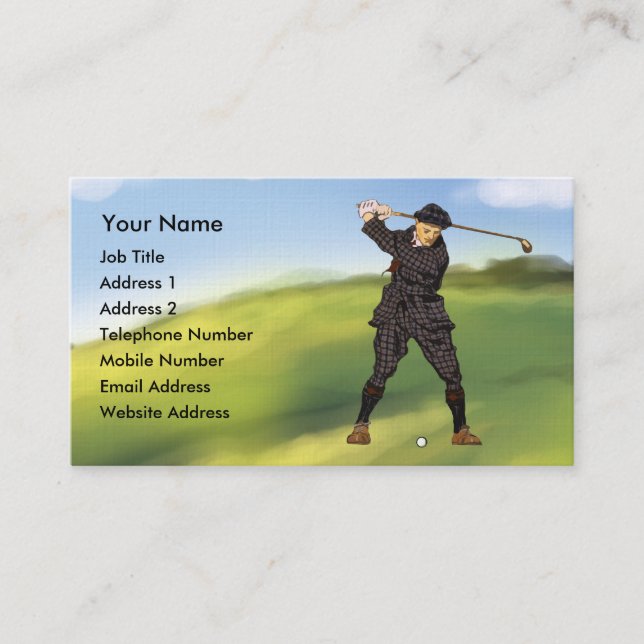 Vintager Look Periode Golfer Golf Visitenkarten Visitenkarte (Vorderseite)