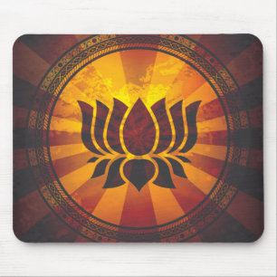 Vintager Lotos-Blumen-Druck Mousepad