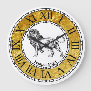 Vintager Löwe personifizieren Große Wanduhr