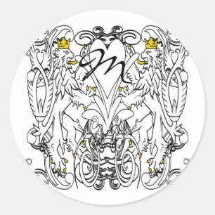 Vintager Löwenweiß mit Goldkronen, Zunge Runder Aufkleber