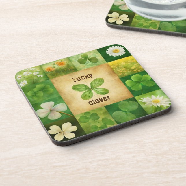 Vintager Lucky Clover Getränkeuntersetzer (Linke Seite)
