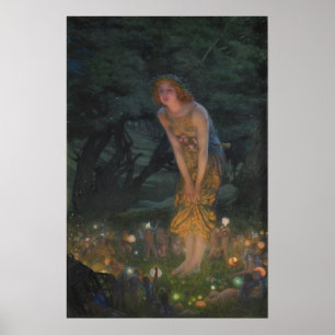 Vintager Luftzirkel, Mittelsommer-Abend-Retro Poster