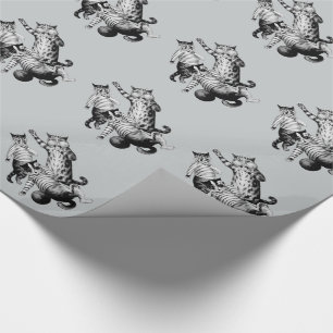 Vintager lustiger Fußball, der Katzen spielt Geschenkpapier