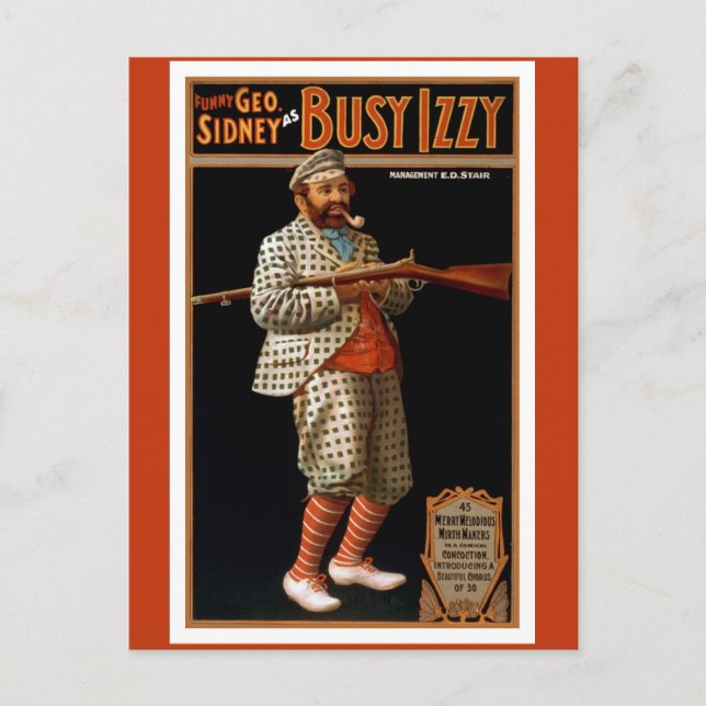 Vintager lustiger Mann mit Gewehr- und Golfbekleid Postkarte (Vorderseite)