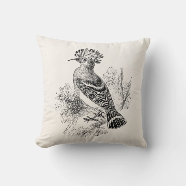 Vintager Madagaskarhoopoe-Vogel-personalisierte Kissen (Vorderseite)