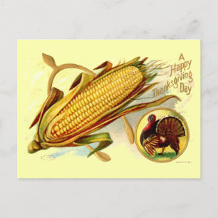 Vintager Mais Wishbone & Turkey Erntedank Feiertagspostkarte
