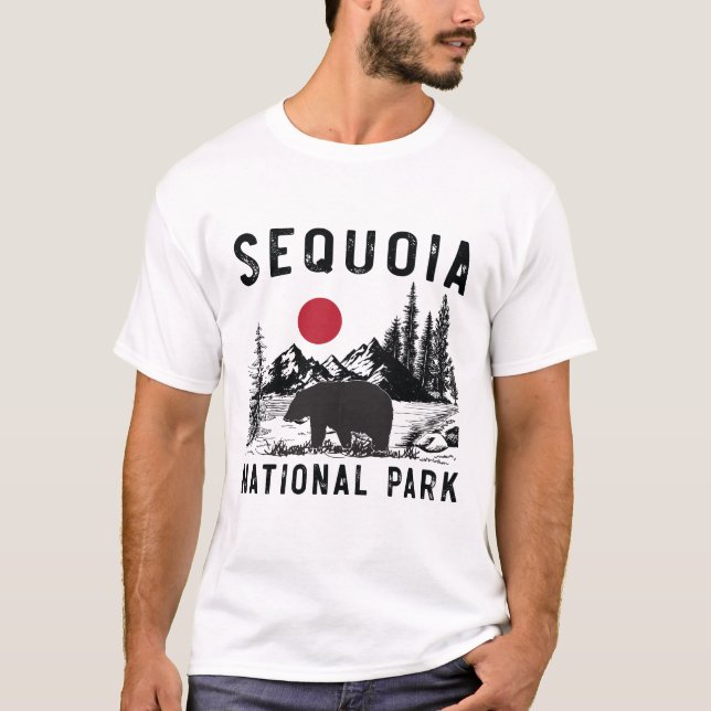 Vintager Mammutbaum-Nationalpark-Kalifornien-Bär T-Shirt (Vorderseite)
