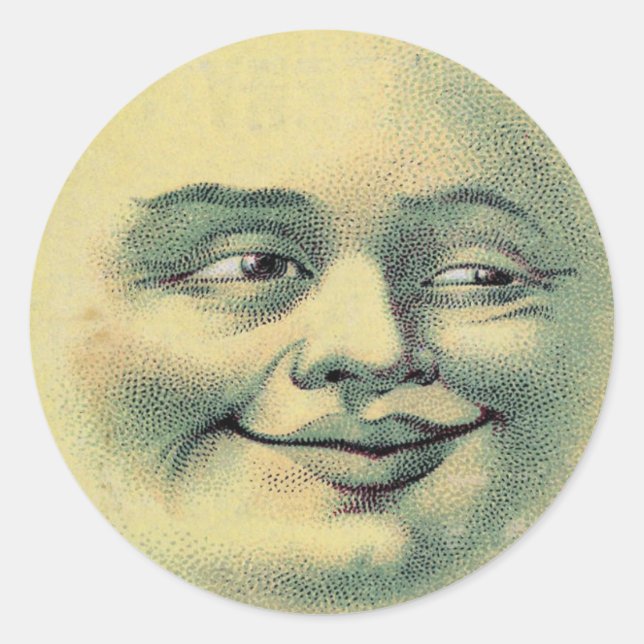 Vintager Mann im Mond Aufkleber (groß) (Vorderseite)