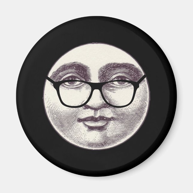 Vintager Mann im Mond Vollgesichtsgläser schwarz m Magnet (Vorne)