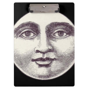 Vintager Mann im VollAntlitz Schwarz-weiß Klemmbrett