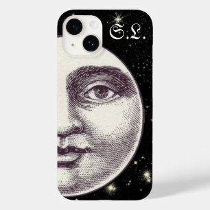 Vintager Mann im Vollmond Gesicht Schwarz-weiß Case-Mate iPhone 14 Hülle