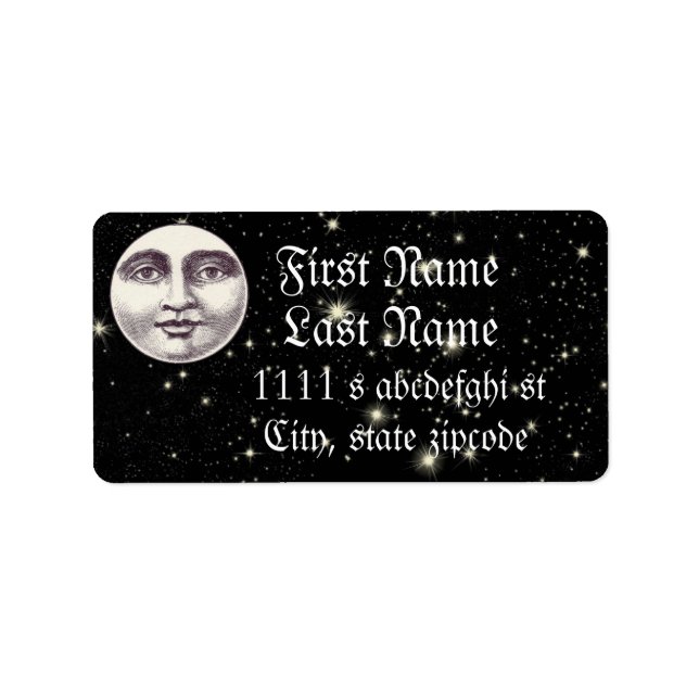 Vintager Mann im Vollmondgesicht Adressaufkleber (Vorne)