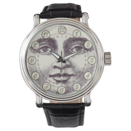 Vintager Mann im Vollmondgesicht Armbanduhr