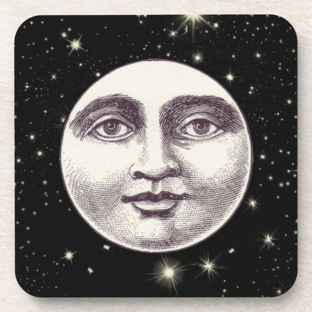 Vintager Mann im Vollmondgesicht Getränkeuntersetzer (Vorderseite)