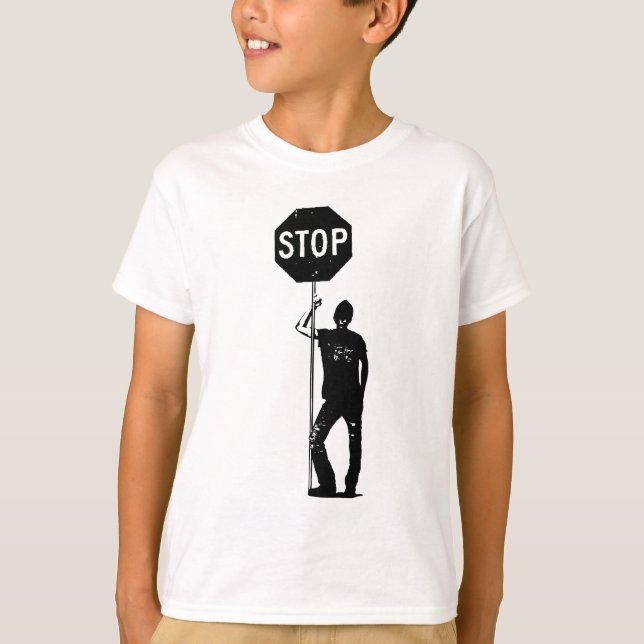 Vintager Mann mit Stoppschildern T-Shirt (Vorderseite)