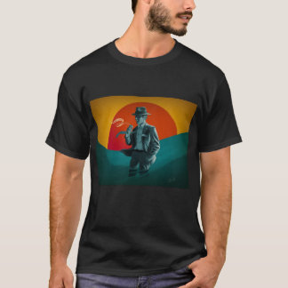 Vintager Mann-Retro schwarzer T - Shirt