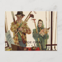 Vintager Mann und Ehefrau mit Gartenwerkzeugen