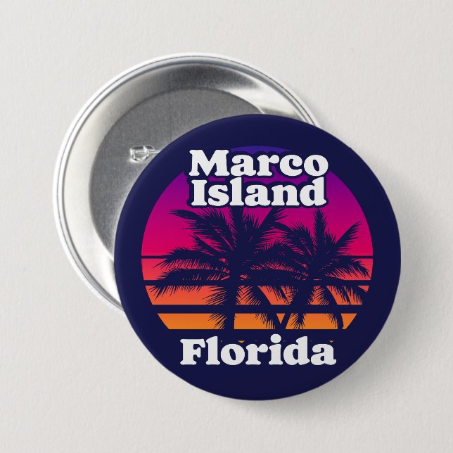 Vintager Marco Island Beach Florida Button (Vorne & Hinten)