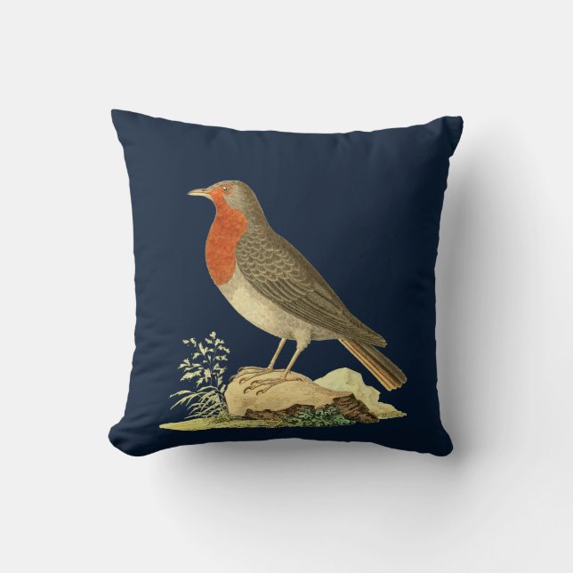 Vintager Marinebucker Orangenvogel Keule Kissen (Vorderseite)