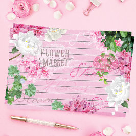 Vintager Markt für frische Blume Rustikales Holz Seidenpapier