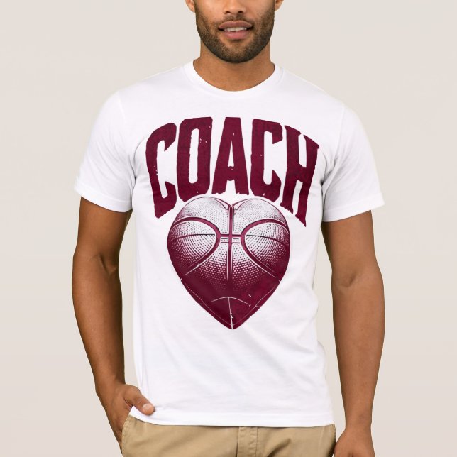 Vintager Maroon Coach Basketball T - Shirt (Vorderseite)