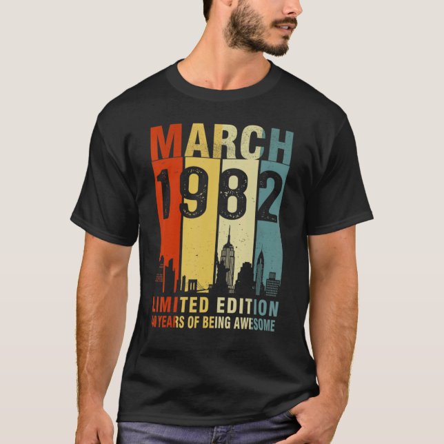 Vintager März 1982 40. Geburtstag T-Shirt (Vorderseite)