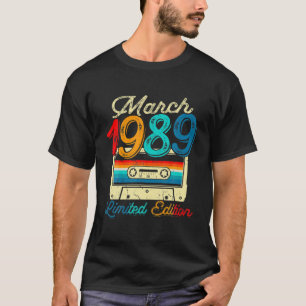 Vintager März 1989 Cassette 33Rd Geburtstag 33 Yrs T-Shirt