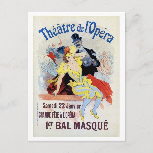 Vintager Maskenball in der Oper Postkarte (Vorderseite)